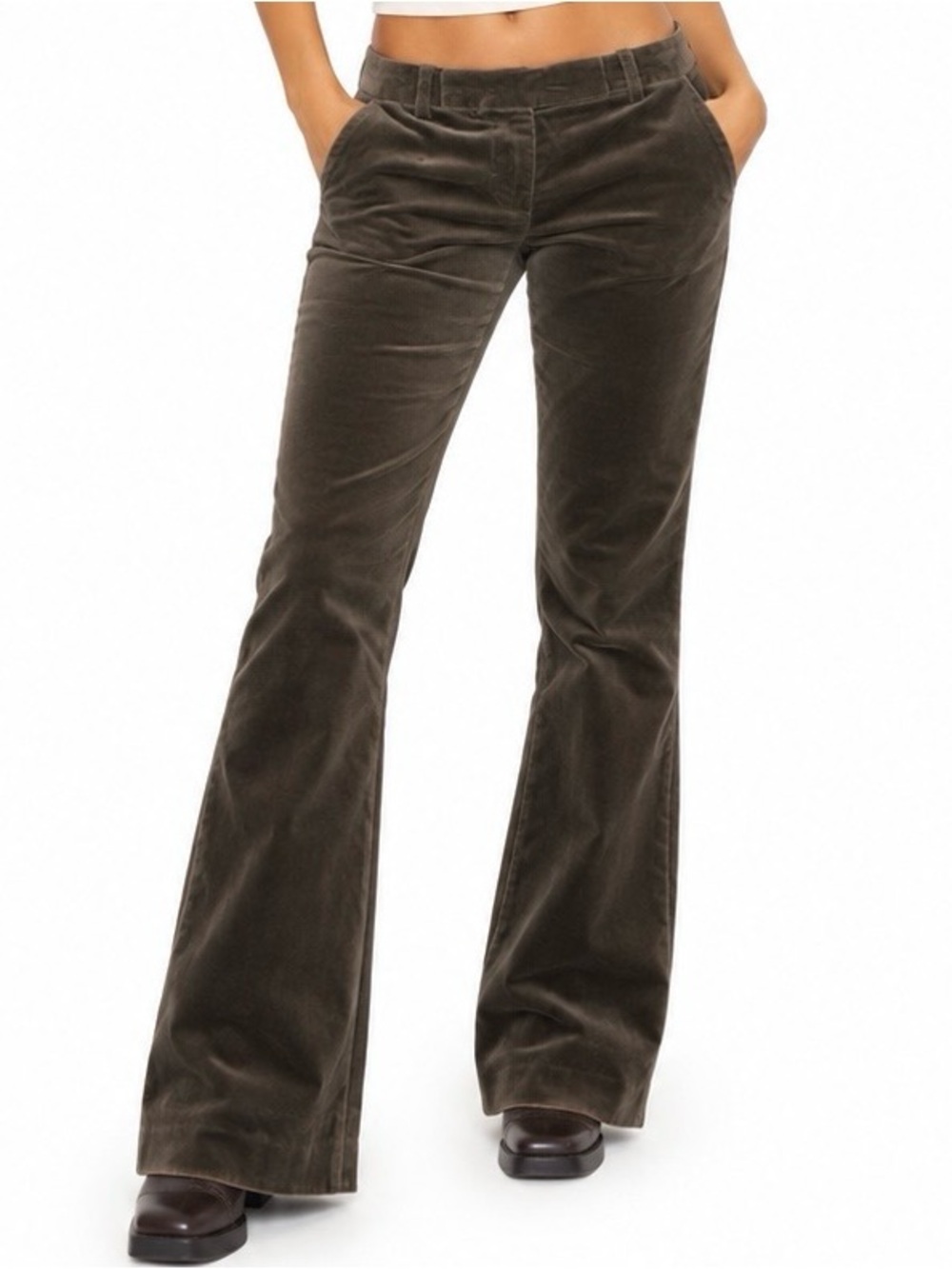 Per Se Brown Velvet Flare Pants Size 10 Y2K 90s Dark Academia